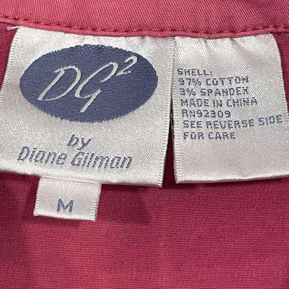 DG2 Diane Gilman Distressed Pink Rhinestone Denim Shirt‎ Light Jacket M Cowgirl - Picture 9 of 10